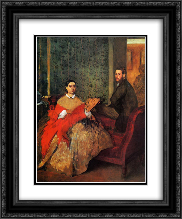 Edmondo and Therese Morbilli 20x24 Black Ornate Wood Framed Art Print Poster with Double Matting by Degas, Edgar