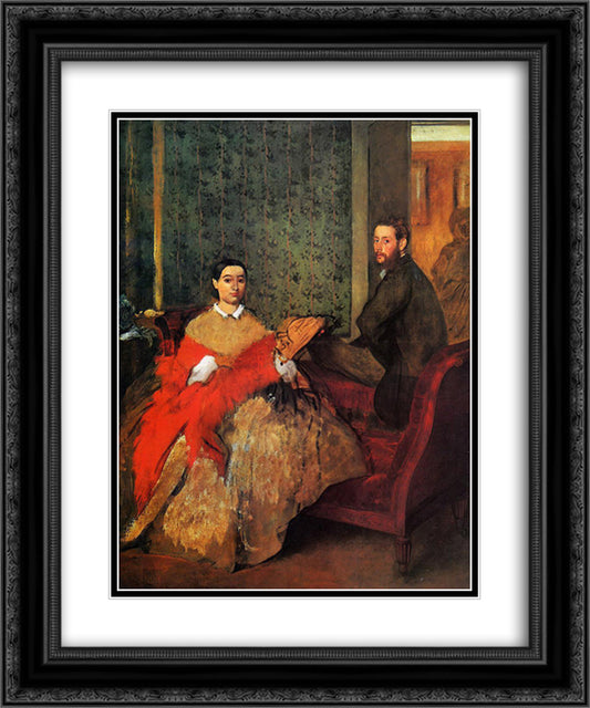 Edmondo and Therese Morbilli 20x24 Black Ornate Wood Framed Art Print Poster with Double Matting by Degas, Edgar