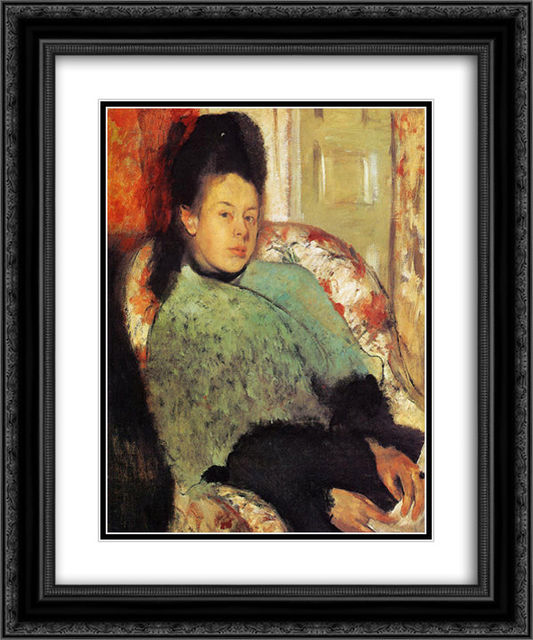 Elena Carafa 20x24 Black Ornate Wood Framed Art Print Poster with Double Matting by Degas, Edgar