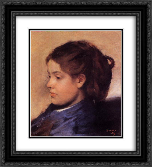 Emma Dobigny 20x22 Black Ornate Wood Framed Art Print Poster with Double Matting by Degas, Edgar