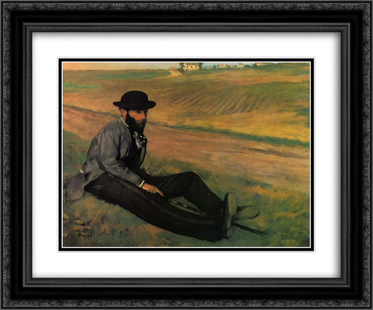 Eugene Manet 24x20 Black Ornate Wood Framed Art Print Poster with Double Matting by Degas, Edgar