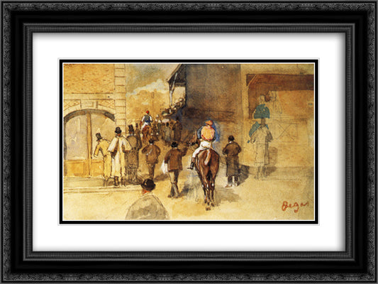 Exit from Weighing 24x18 Black Ornate Wood Framed Art Print Poster with Double Matting by Degas, Edgar