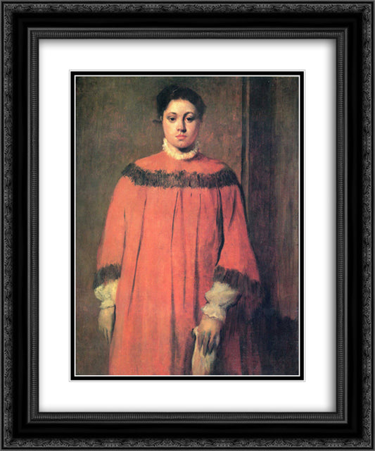Girl in Red 20x24 Black Ornate Wood Framed Art Print Poster with Double Matting by Degas, Edgar
