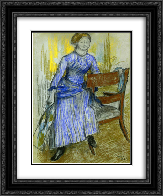 Helene Rouart (Mme. Marin) 20x24 Black Ornate Wood Framed Art Print Poster with Double Matting by Degas, Edgar