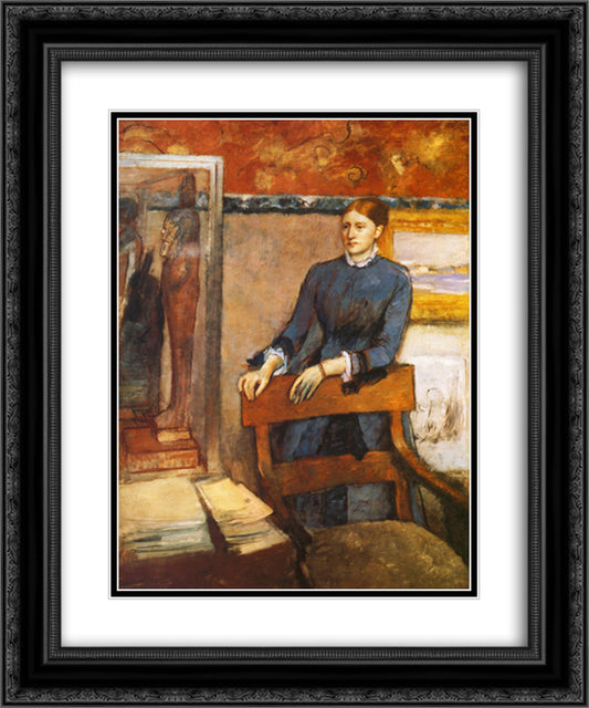 Helene Rouart in Her Father s Study 20x24 Black Ornate Wood Framed Art Print Poster with Double Matting by Degas, Edgar