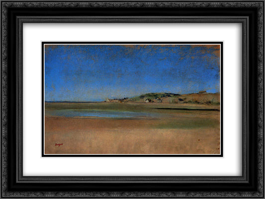 Houses by the Seaside 24x18 Black Ornate Wood Framed Art Print Poster with Double Matting by Degas, Edgar