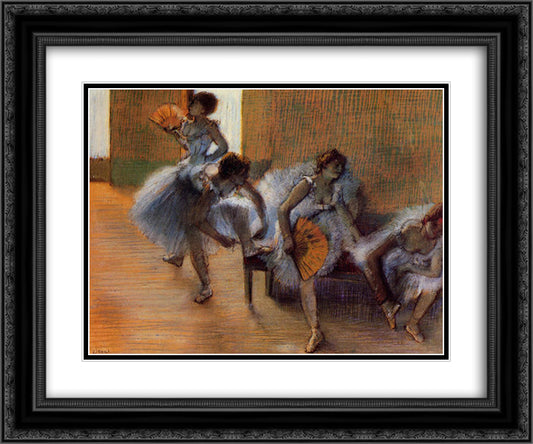 In the Dance Studio 24x20 Black Ornate Wood Framed Art Print Poster with Double Matting by Degas, Edgar