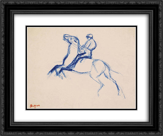 Jockey 24x20 Black Ornate Wood Framed Art Print Poster with Double Matting by Degas, Edgar