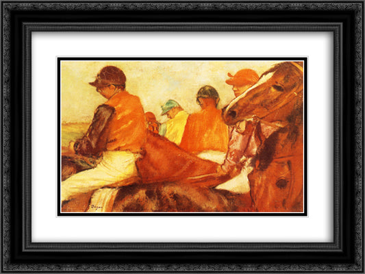 Jockeys 24x18 Black Ornate Wood Framed Art Print Poster with Double Matting by Degas, Edgar