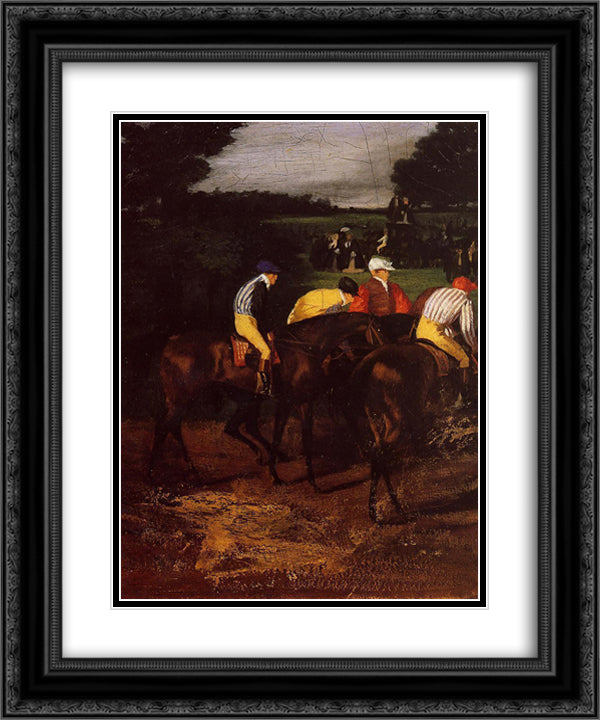 Jockeys at Epsom 20x24 Black Ornate Wood Framed Art Print Poster with Double Matting by Degas, Edgar