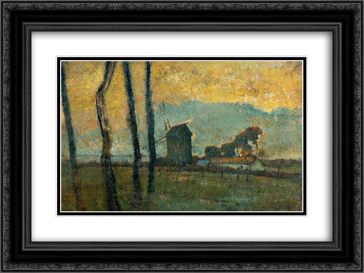 Landscape at Valery-sur-Somme 24x18 Black Ornate Wood Framed Art Print Poster with Double Matting by Degas, Edgar