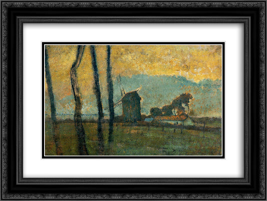 Landscape at Valery-sur-Somme 24x18 Black Ornate Wood Framed Art Print Poster with Double Matting by Degas, Edgar