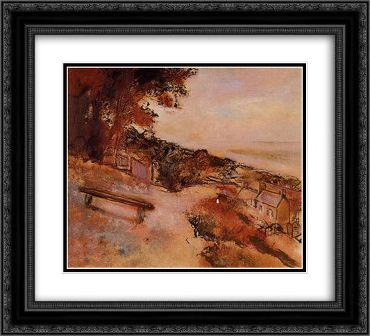 Landscape by the Sea 22x20 Black Ornate Wood Framed Art Print Poster with Double Matting by Degas, Edgar