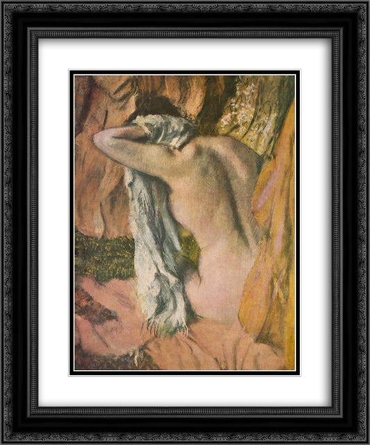 Leaving the Bath 20x24 Black Ornate Wood Framed Art Print Poster with Double Matting by Degas, Edgar