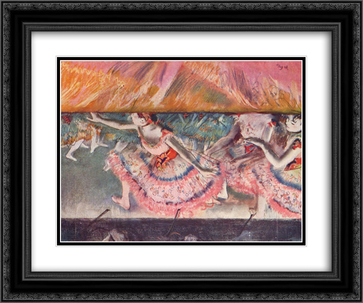 Lowering the Curtain 24x20 Black Ornate Wood Framed Art Print Poster with Double Matting by Degas, Edgar