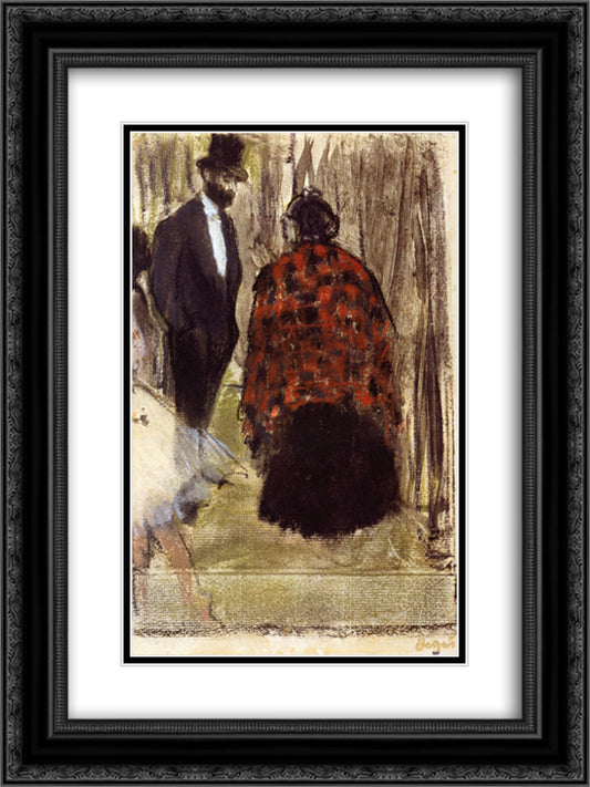 Ludovic Halevy Speaking with Madame Cardinal 18x24 Black Ornate Wood Framed Art Print Poster with Double Matting by Degas, Edgar