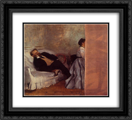 M. and Mme Edouard Manet 22x20 Black Ornate Wood Framed Art Print Poster with Double Matting by Degas, Edgar