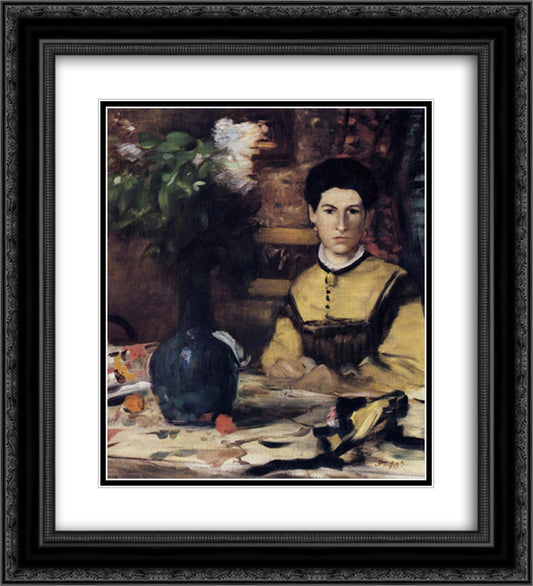 Madame de Rutte 20x22 Black Ornate Wood Framed Art Print Poster with Double Matting by Degas, Edgar