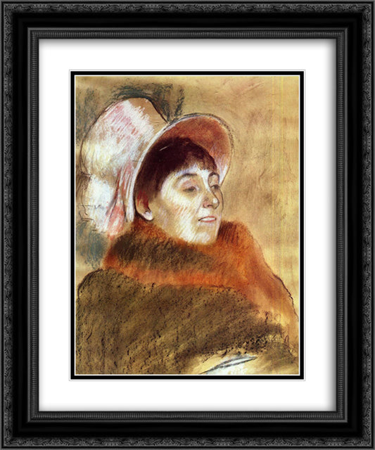 Madame Deitz-Monin 20x24 Black Ornate Wood Framed Art Print Poster with Double Matting by Degas, Edgar