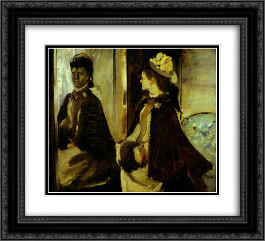Madame Jeantaud in the mirror 22x20 Black Ornate Wood Framed Art Print Poster with Double Matting by Degas, Edgar