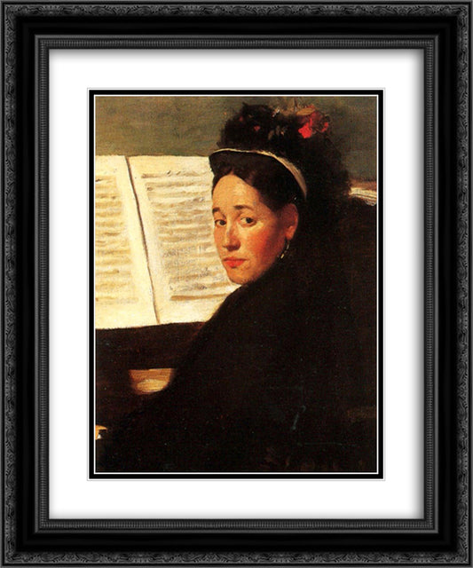 Mademoiselle Didau at the Piano 20x24 Black Ornate Wood Framed Art Print Poster with Double Matting by Degas, Edgar