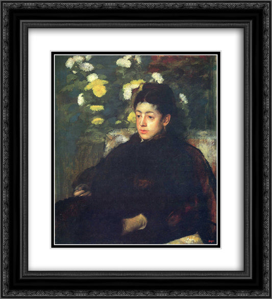 Mademoiselle Malo 20x22 Black Ornate Wood Framed Art Print Poster with Double Matting by Degas, Edgar