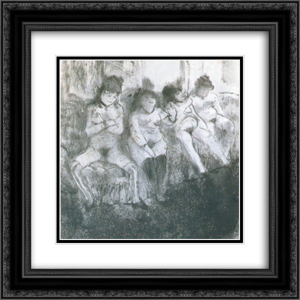 Make an attempt, second version 20x20 Black Ornate Wood Framed Art Print Poster with Double Matting by Degas, Edgar