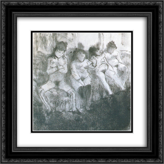 Make an attempt, second version 20x20 Black Ornate Wood Framed Art Print Poster with Double Matting by Degas, Edgar