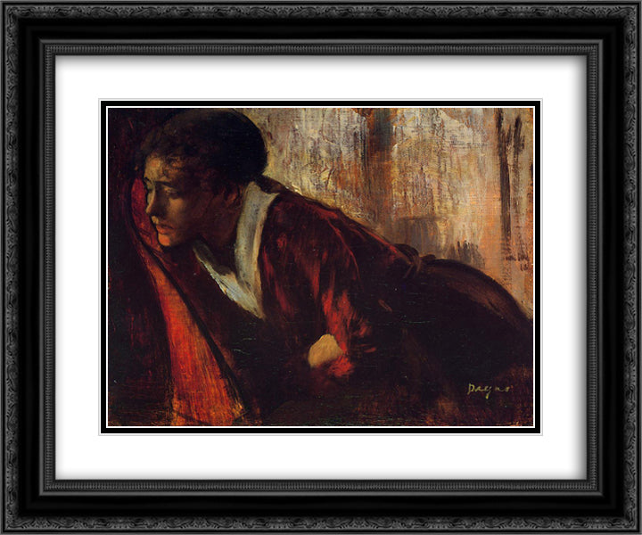 Melancholy 24x20 Black Ornate Wood Framed Art Print Poster with Double Matting by Degas, Edgar