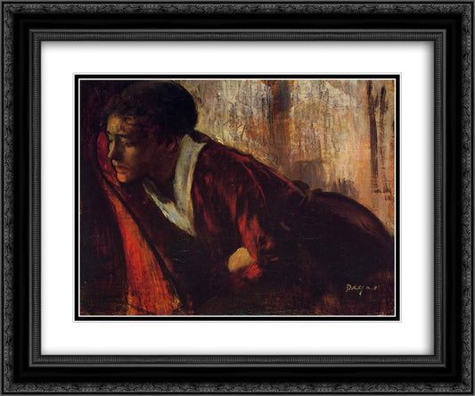 Melancholy 24x20 Black Ornate Wood Framed Art Print Poster with Double Matting by Degas, Edgar