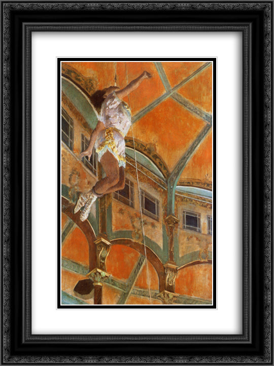 Miss La La at the Cirque Fernando 18x24 Black Ornate Wood Framed Art Print Poster with Double Matting by Degas, Edgar