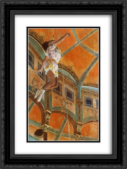 Miss La La at the Cirque Fernando 18x24 Black Ornate Wood Framed Art Print Poster with Double Matting by Degas, Edgar