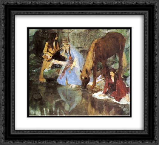 Mlle Fiocre in the Ballet The Source 22x20 Black Ornate Wood Framed Art Print Poster with Double Matting by Degas, Edgar