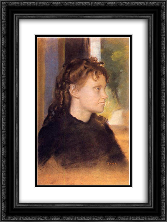 Mme. Theodore Gobillard 18x24 Black Ornate Wood Framed Art Print Poster with Double Matting by Degas, Edgar