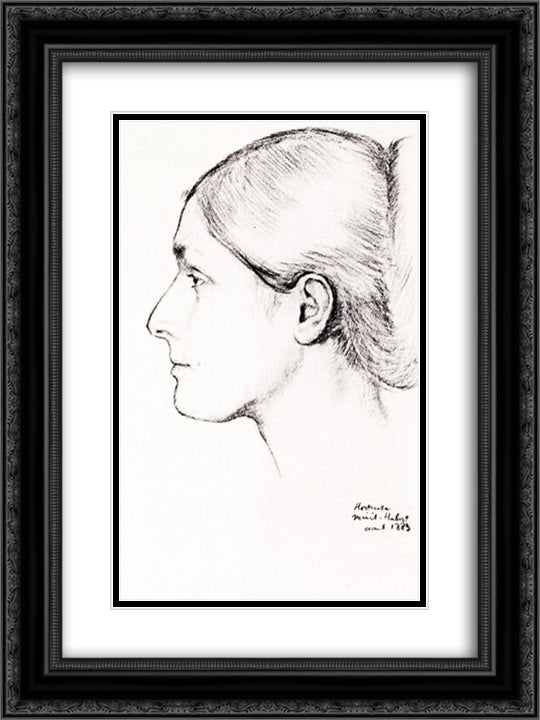 Mme Jacques Fourchy 18x24 Black Ornate Wood Framed Art Print Poster with Double Matting by Degas, Edgar