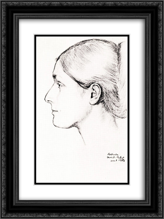 Mme Jacques Fourchy 18x24 Black Ornate Wood Framed Art Print Poster with Double Matting by Degas, Edgar