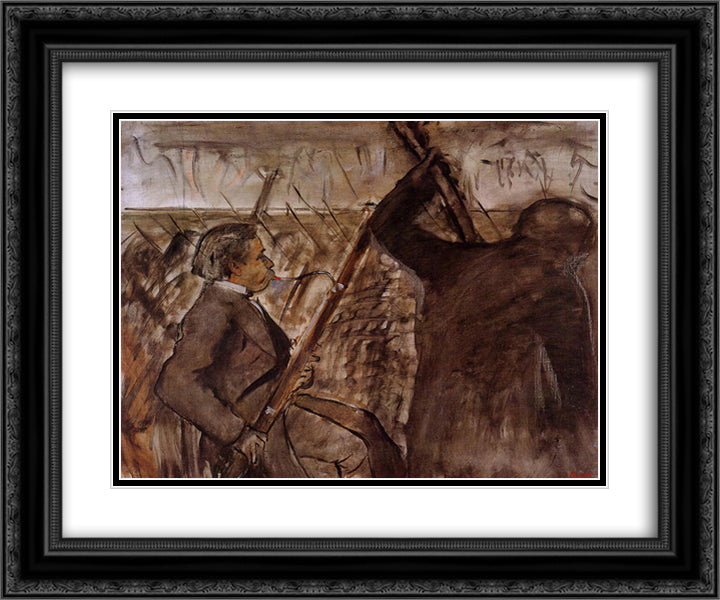 Musicians in the Orchestra 24x20 Black Ornate Wood Framed Art Print Poster with Double Matting by Degas, Edgar