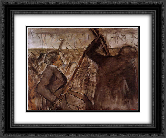 Musicians in the Orchestra 24x20 Black Ornate Wood Framed Art Print Poster with Double Matting by Degas, Edgar