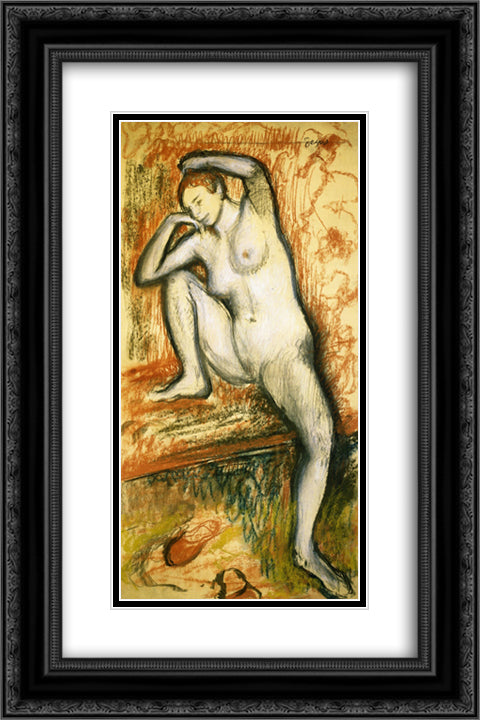 Nude Study of a Dancer 16x24 Black Ornate Wood Framed Art Print Poster with Double Matting by Degas, Edgar