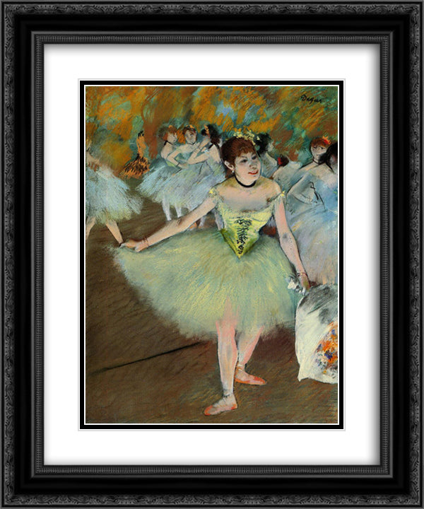 On Stage 20x24 Black Ornate Wood Framed Art Print Poster with Double Matting by Degas, Edgar
