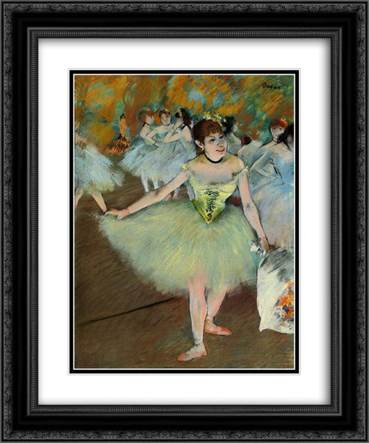 On Stage 20x24 Black Ornate Wood Framed Art Print Poster with Double Matting by Degas, Edgar