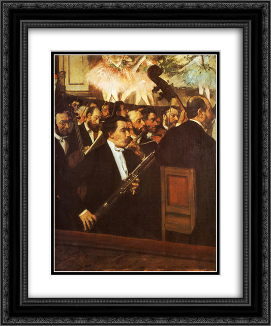 Orchestra of the Opera 20x24 Black Ornate Wood Framed Art Print Poster with Double Matting by Degas, Edgar