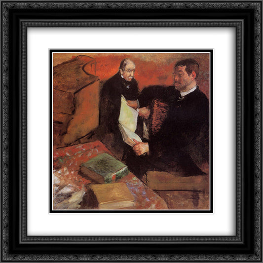 Pagan and Degas' Father 20x20 Black Ornate Wood Framed Art Print Poster with Double Matting by Degas, Edgar