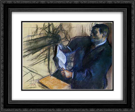 Pagans and Degas's Father 24x20 Black Ornate Wood Framed Art Print Poster with Double Matting by Degas, Edgar