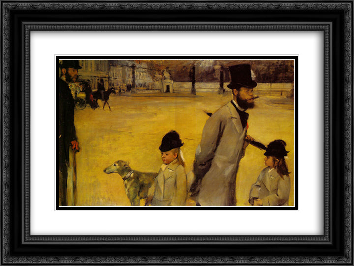 Place de la Concorde 24x18 Black Ornate Wood Framed Art Print Poster with Double Matting by Degas, Edgar