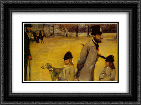 Place de la Concorde 24x18 Black Ornate Wood Framed Art Print Poster with Double Matting by Degas, Edgar