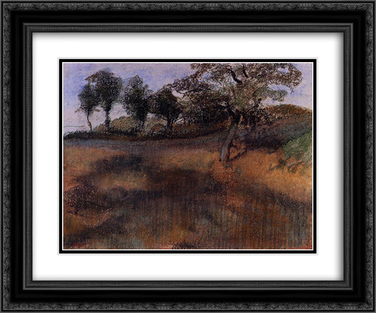 Plowed Field 24x20 Black Ornate Wood Framed Art Print Poster with Double Matting by Degas, Edgar