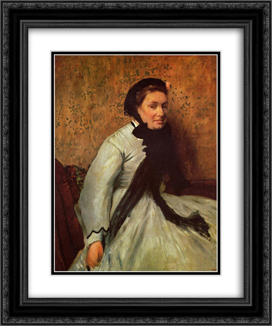 Portrait of a Lady in Grey 20x24 Black Ornate Wood Framed Art Print Poster with Double Matting by Degas, Edgar