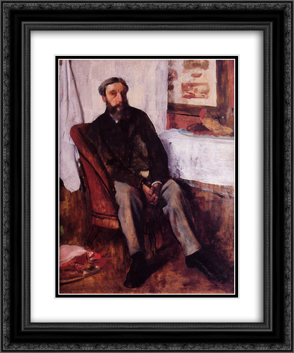 Portrait of a Man 20x24 Black Ornate Wood Framed Art Print Poster with Double Matting by Degas, Edgar