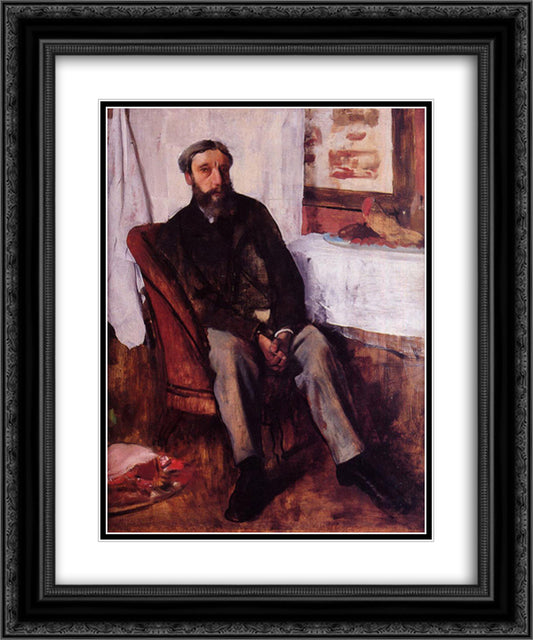 Portrait of a Man 20x24 Black Ornate Wood Framed Art Print Poster with Double Matting by Degas, Edgar